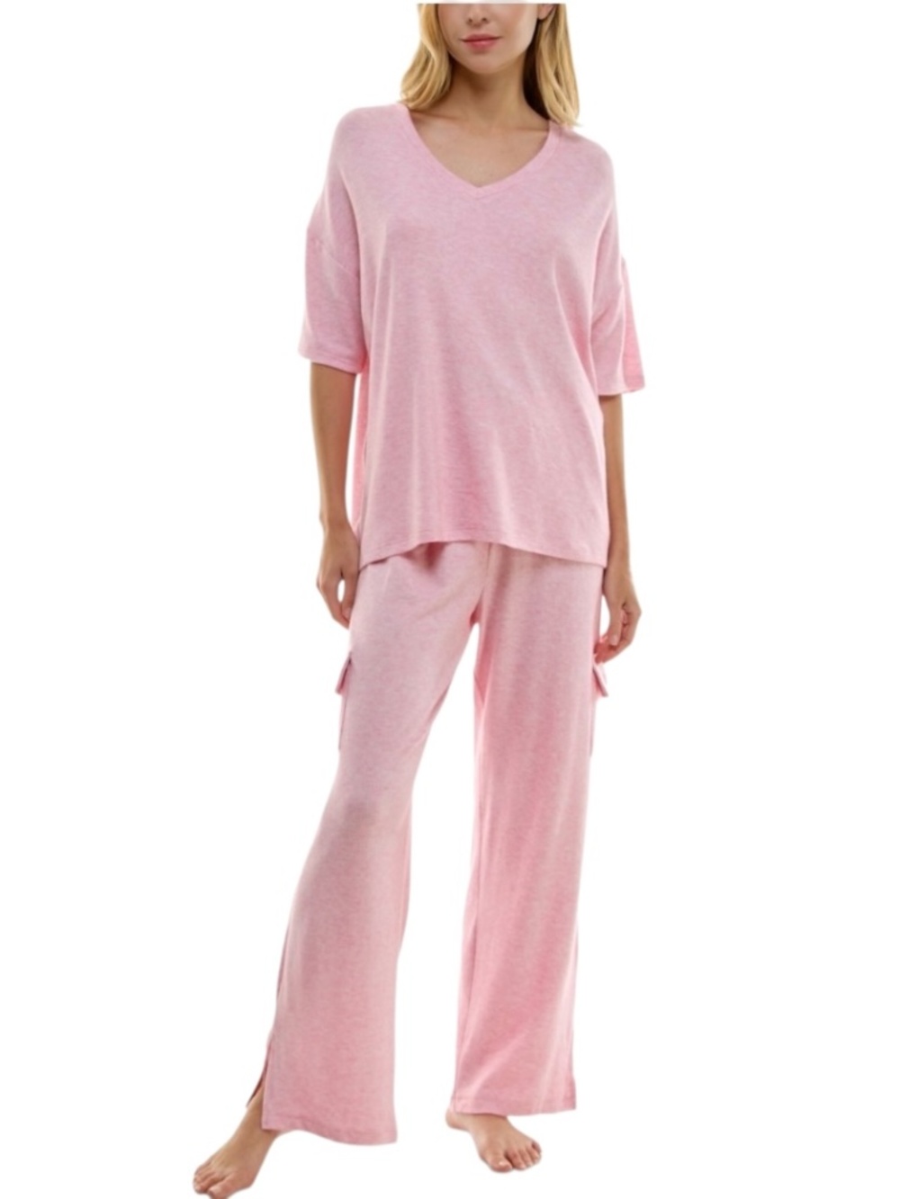 Roudelain Pajama Set L Pink Lounge Sleepwear Soft NWT - Picture 2 of 3
